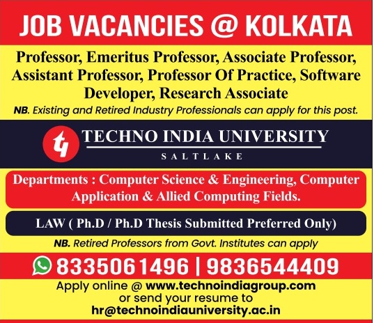 Techno India University, Kolkata Teaching and Non-Teaching Faculty Recruitment 2024